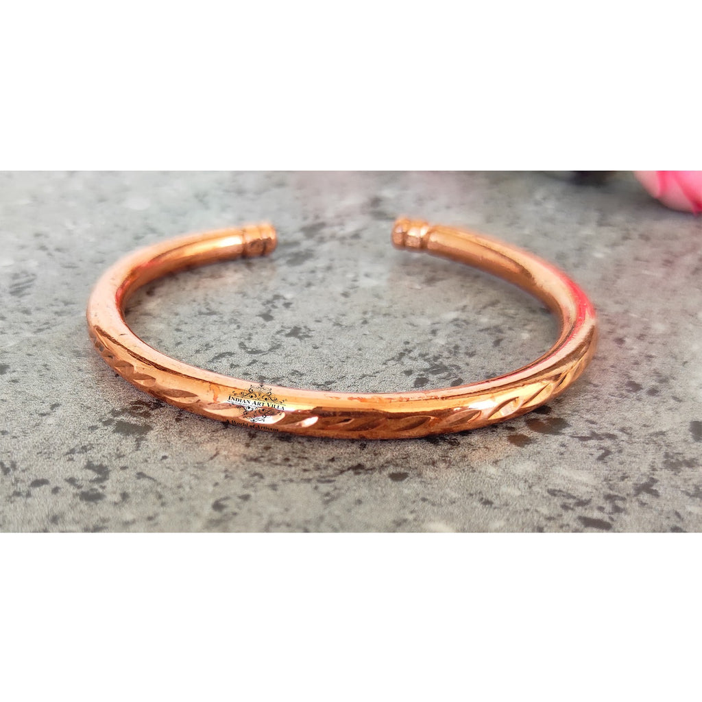 Copper Diamond Design Round Jointless Kada in shine finish Diameter-3.2 Inches