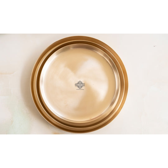 Bronze Dinnerware Thali,  Traditional Matte Finish Kansa Plate, Tableware and dinnerware