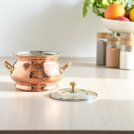 Pure Steel Copper Hammered  Biriyani Handi With Inside Tin Lining- Cookware