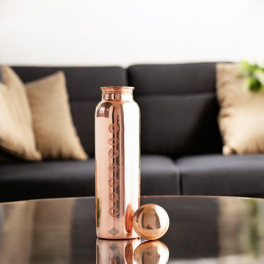 Pure Copper Water Bottle with Unique Artistic Designs – 900 ML