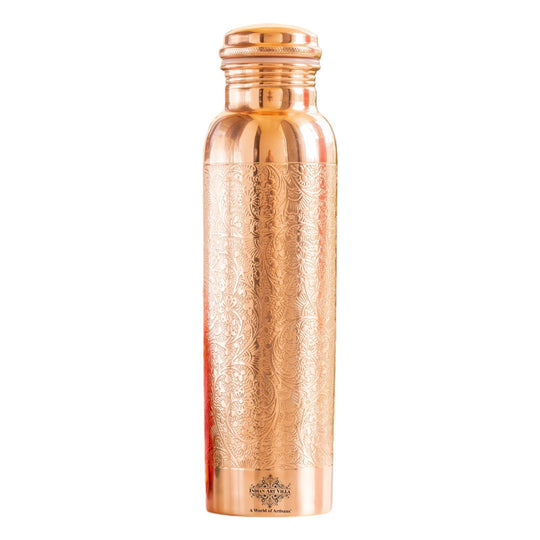 Pure Copper Water Bottle with Unique Artistic Designs – 900 ML