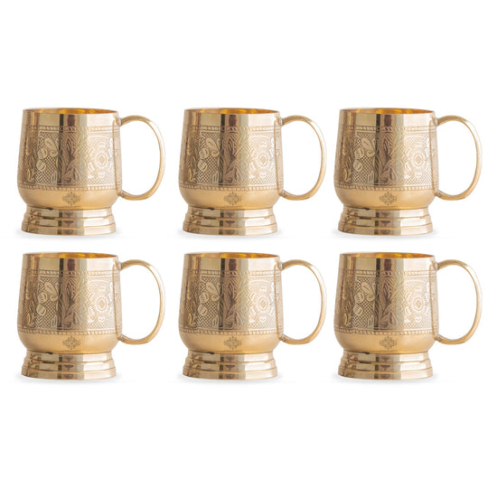 Pure Brass Embossed Cup with Handle – 200 ML