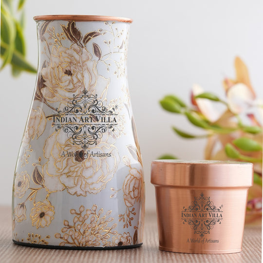 Pure Copper  Bedroom Bottle, Gold Print Luxury Design- 950 ml