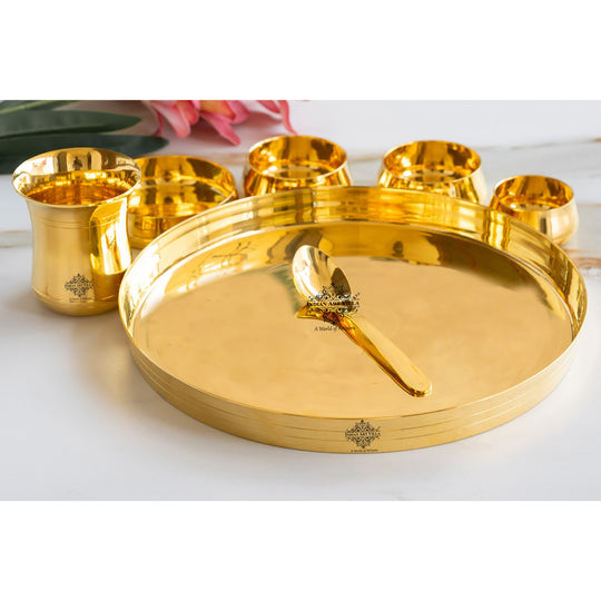 Luxury Brass 7 Piece Dinner Set with Gold Finish