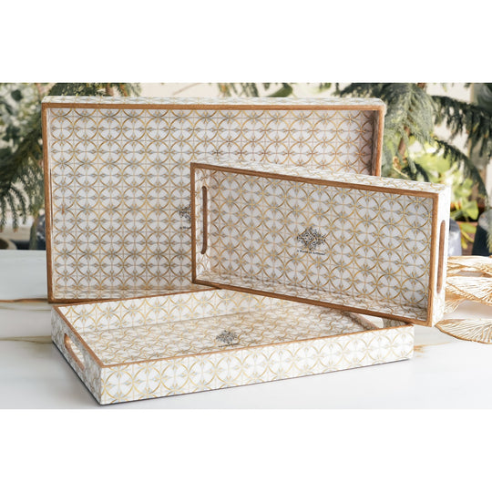 Wooden Tray Set of 3  Handcrafted Multipurpose Decorative Serving Platters