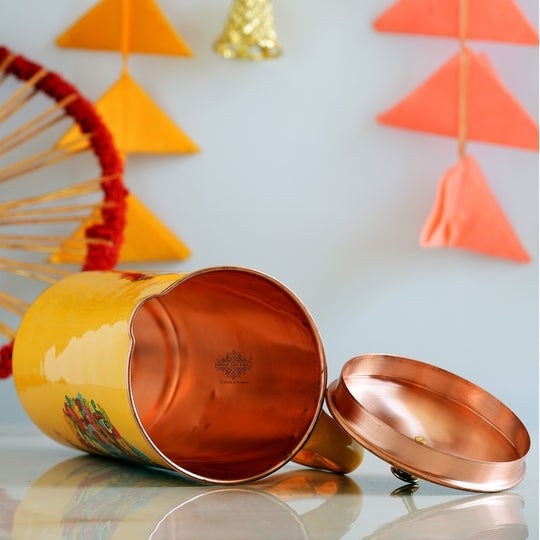 Pure Copper Printed Jug - Padharo Mhare Desh Design