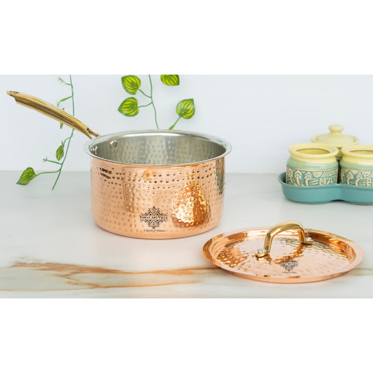 Copper Steel  Hammered  Sauce pan with Tin Lining - Serveware & Cookware