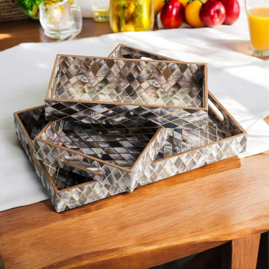 Wooden Tray Set of 3  Handcrafted Multipurpose Decorative Serving Platters