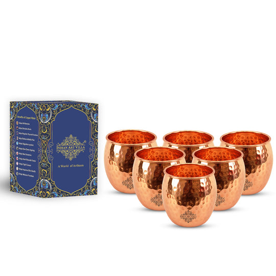 Pure Copper Round Shaped Glass  550 ml