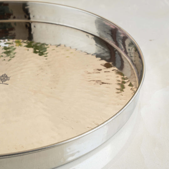 Pure Stainless Steel Hammered Design Plate / Thali | 30.48 cm