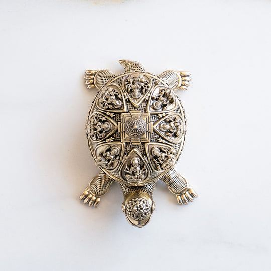 Brass Ashta Lakshmi Tortoise Idol 6 Inch Spiritual Vastu Decor