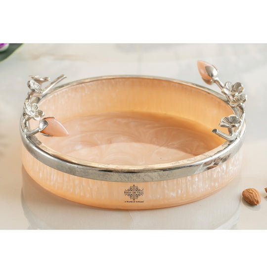 Silver Plated Resin Pink Decorative Tray