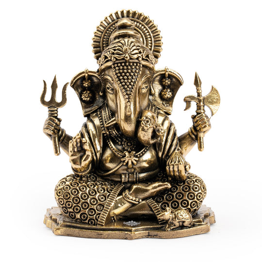 Pure Brass Ganesh JI Murti with Trishul and Parshu in Hand