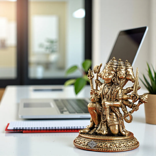 Pure Brass Panchmukhi Hanuman Ji Idol with Weapons – Spiritual Idol