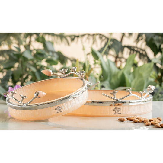 Silver Plated Resin Pink Decorative Tray