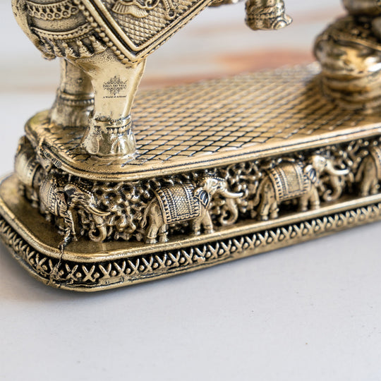 Brass Lakshmi Idol with Elephant Design - Pooja Home Temple Décor and Gifting