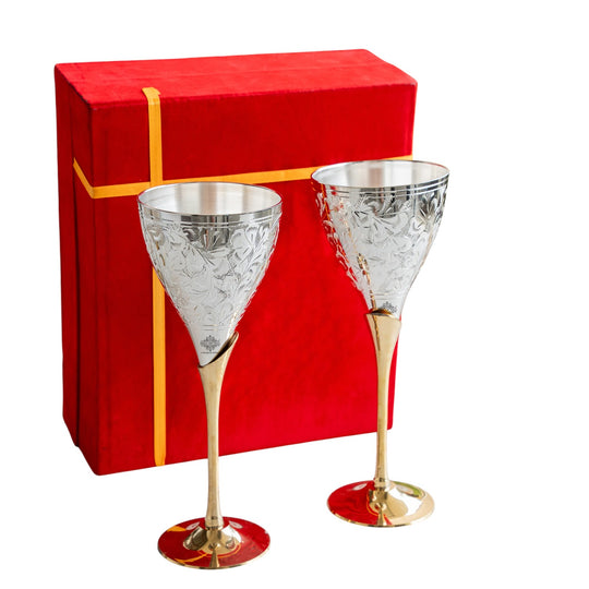 Silver Plated Designer Champagne Glass with Stand, Barware, Serveware