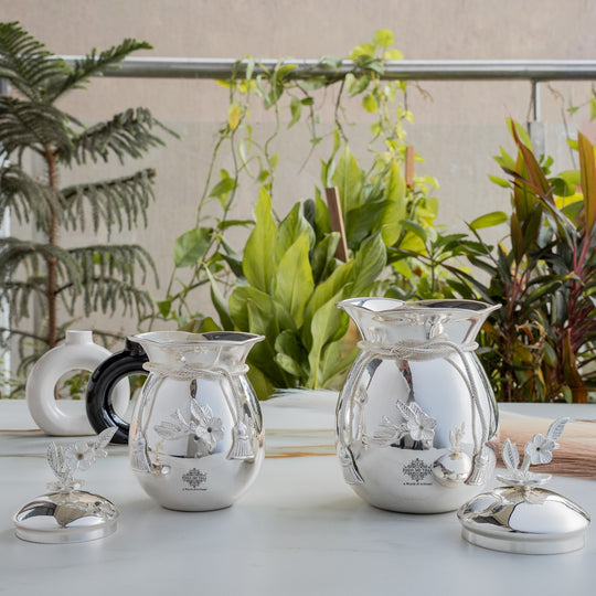 Silver Plated Decorative Flower Design Handi