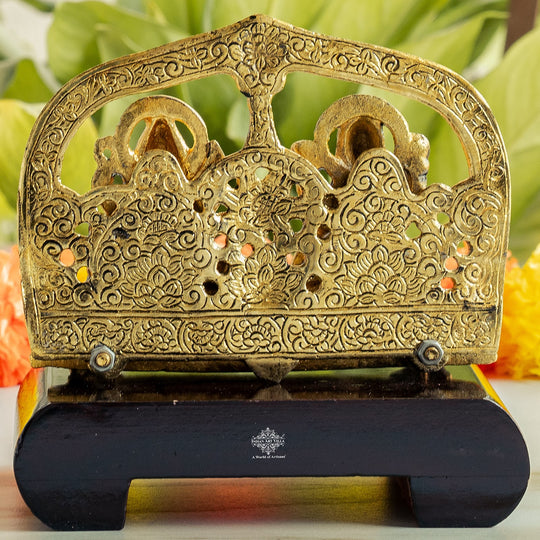 Brass Finish Ganesh Ji With  Laxmi JI Murti with Wooden Base