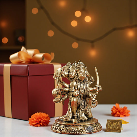 Pure Brass Panchmukhi Hanuman Ji Idol with Weapons – Spiritual Idol