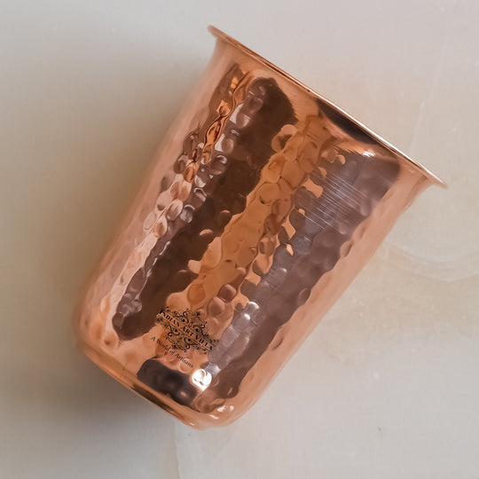 Pure Copper Hammered | Flower Design Glass 300ml