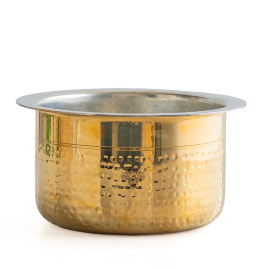Indian Art Villa hammered brass bhagona with tin lining perfect for restaurants home use and serving authentic Indian food