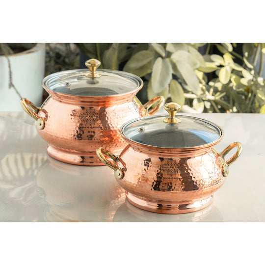 Pure Steel Copper Hammered  Biriyani Handi With Inside Tin Lining- Cookware