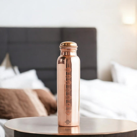 Pure Copper Water Bottle with Unique Artistic Designs – 900 ML