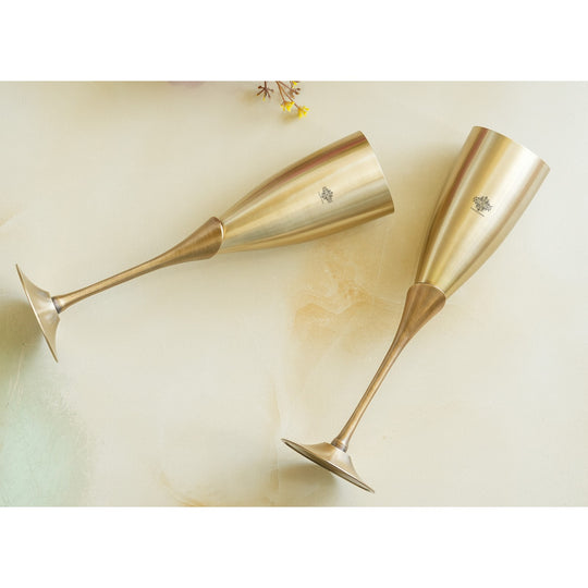 Pure Brass Antique Finish Champagne Glass Set