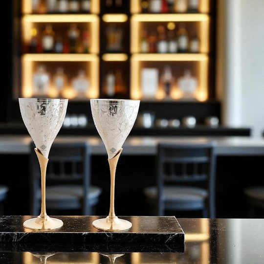 Silver Plated Designer Champagne Glass with Stand, Barware, Serveware