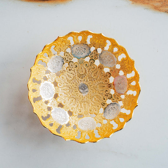 Handmade Pure Silver Plated & Gold Finish Decorative Bowl