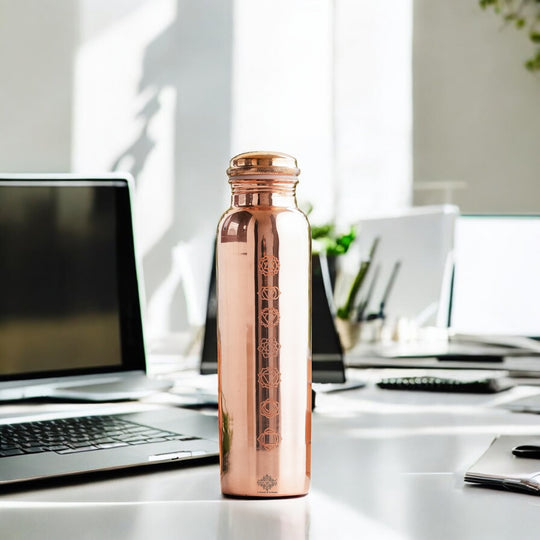 Pure Copper Water Bottle with Unique Artistic Designs – 900 ML
