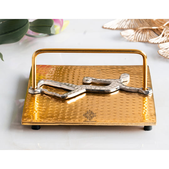 Gold Finish Hammered Lady Design Napkin Holder