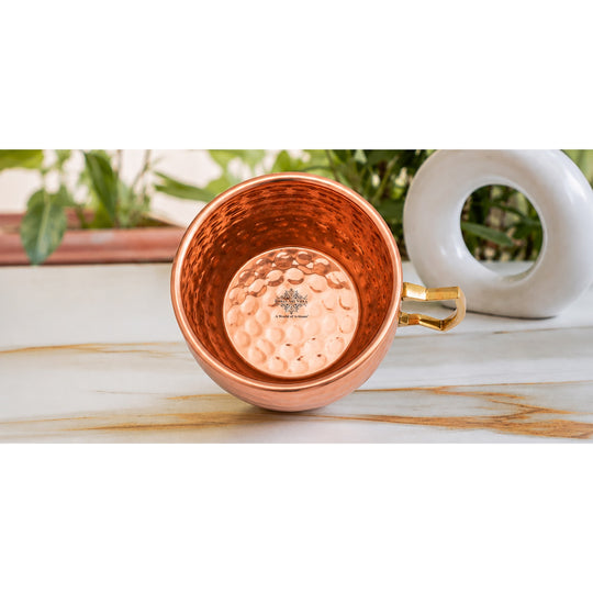 Shiny finish copper Moscow Mule drinking mug with hammered texture