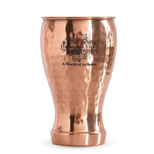 Pure Copper Glass With Half Lecquer Hammered & Shine Design 400 ML