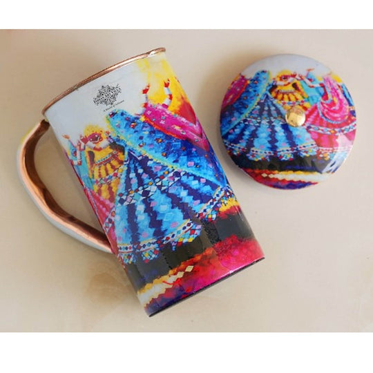 Pure Copper Printed Jug - Padharo Mhare Desh Design