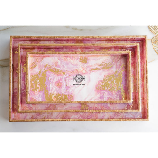 Wooden Tray Set of 3  Handcrafted Multipurpose Decorative Serving Platters