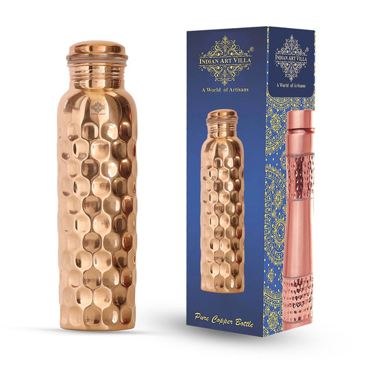 Pure Copper Water Bottle with Unique Artistic Designs – 900 ML