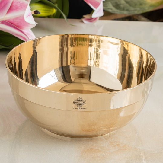Handmade Pure Bronze 1 Line Bowl, Plain Design