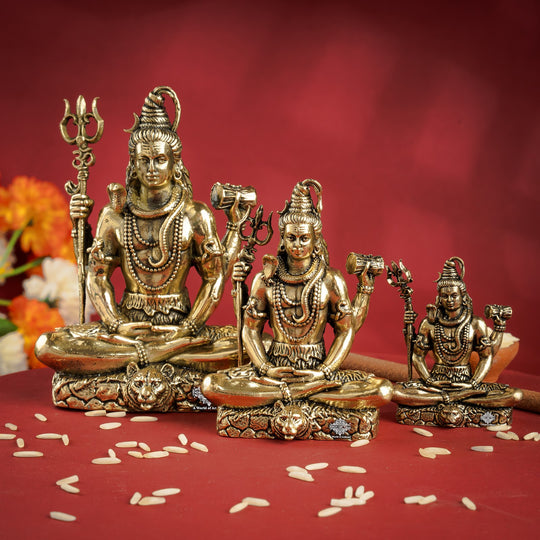Pure Brass Shiv JI Murti with Trishul Damaru