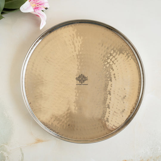Pure Stainless Steel Hammered Design Plate / Thali | 30.48 cm