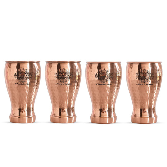 Pure Copper Glass With Half Lecquer Hammered & Shine Design 400 ML