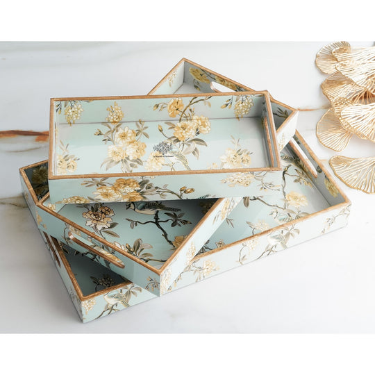 Wooden Tray Set of 3  Handcrafted Multipurpose Decorative Serving Platters