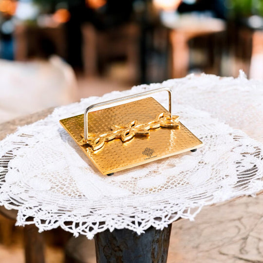 Brass Hammered Floral Napkin Holder
