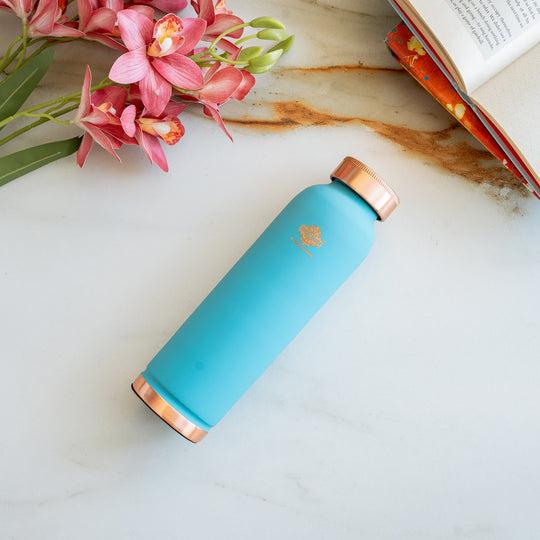 Pure Copper Water Bottle with Soft Silk  Finish Color-900 ML