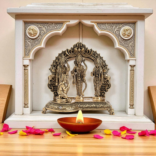 Pure Brass Ram Darbar Murti for Home Temple & Pooja Decor