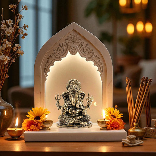 Pure Brass Ganesh JI Murti with Trishul and Parshu in Hand