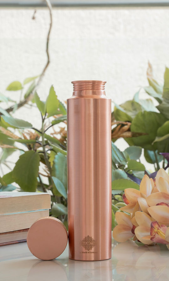 Pure Copper Bottle with Lacquer Coated Finish and Straight Shape