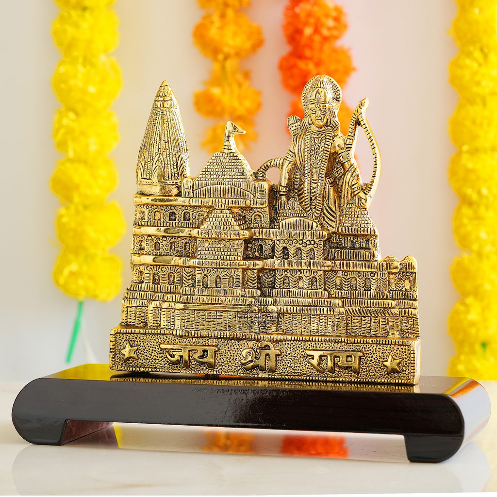 Indian Art Villa Ram Mandir/ Temple Ayodhya Model 3D Replica Handcrafted Wooden Traditional, 4.2 inch Width