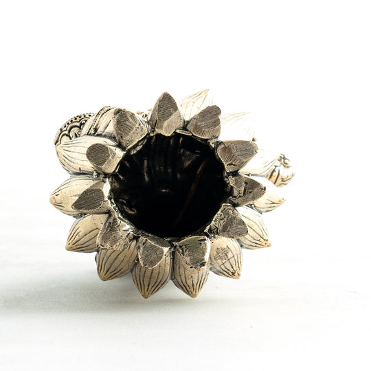 Pure Brass Goddess Saraswati ji Idol- Sitting on Lotus Flower